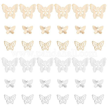 SUPERFINDINGS 60Pcs 3 Styles Brass Butterfly Charms Pendants Filigree Butterfly Charms 2 Colors 3D Hollow Butterfly Beads Dangle Charms for DIY Bracelet Necklace Jewelry Making KK-FH0002-97-1