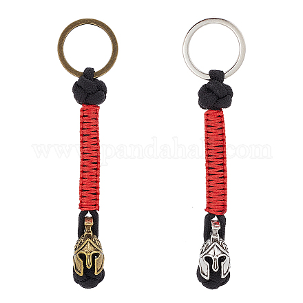 Delorigin 2 pièces 2 couleurs fait à la main spartiate nylon parachute cordon porte-clés pour hommes KEYC-DR0001-13-1
