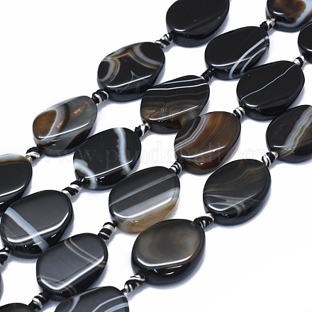 Agate à bandes naturelles / brins de perles d'agate à rayures G-I245-60A-1