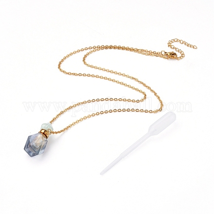 Ожерелья кулона бутылки дух натурального флюорита открываемые NJEW-E150-01A-G-1