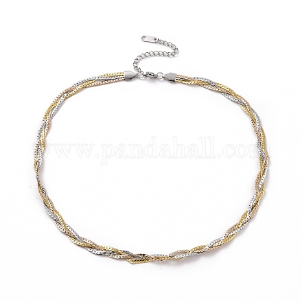304 женское плетеное ожерелье из кубинских звеньев из нержавеющей стали NJEW-P271-04B-1