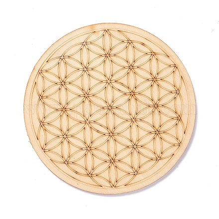 Basswood Carved Round Cup Mats DJEW-M006-02-1