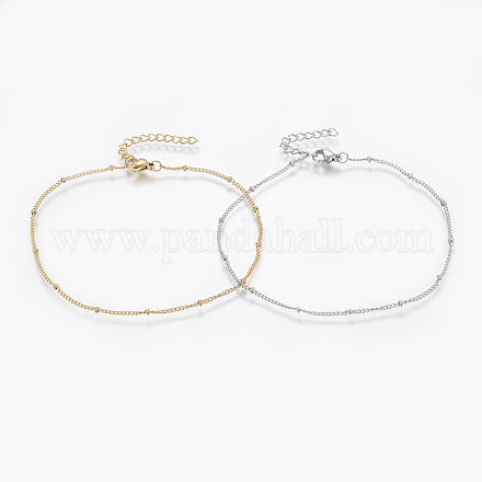 Bracelets de cheville en 304 acier inoxydable AJEW-H013-03-1