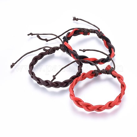 Braided Leather Cord Bracelets BJEW-F347-07-1