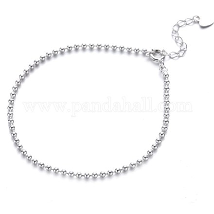 3 mm 925 Sterling-Silber-Kugelketten-Armband für Teenager-Mädchen-Frauen BJEW-BB43394-A-1