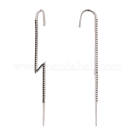Rhodium Plated 925 Sterling Silver Ear Wrap Crawler Hook Earrings EJEW-AA00271-33B-P-1