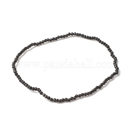 Bracelet extensible en perles de spinelle noir naturel pour femme BJEW-JB07420-01-1