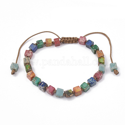 Braccialetti di perline intrecciati con diaspro imperiale / sedimenti marini naturali regalite / imperiali BJEW-S135-010-1