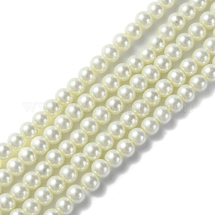 Brins de perles rondes en verre teinté écologique X-HY-A002-4mm-RB011-1