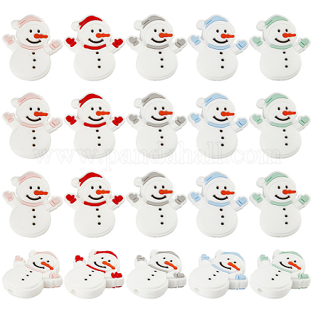 CRASPIRE 20Pcs 5 Color Snowman Silicone Beads Christmas Theme Eco-Friendly Rubber Beads Bulk for Xmas DIY Jewelry Making Necklace Keychain Bracelet Accessories Gift SIL-CP0001-05-1