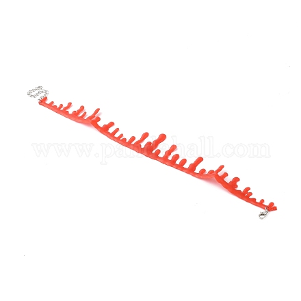女性用プラスチックブラッドチョーカーネックレス  レッド  11.81インチ（30cm） NJEW-K245-026B-1