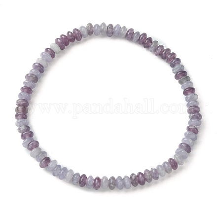 Braccialetti elasticizzati da donna con perline piatte rotonde in giada lilla naturale BJEW-JB09717-03-1
