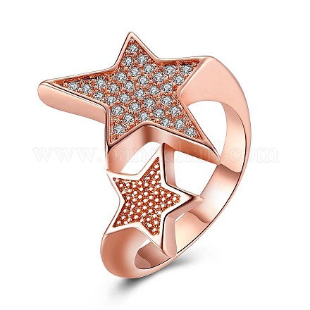 Elegante anillo de dedo de circonio cúbico de latón RJEW-BB28336-6-1