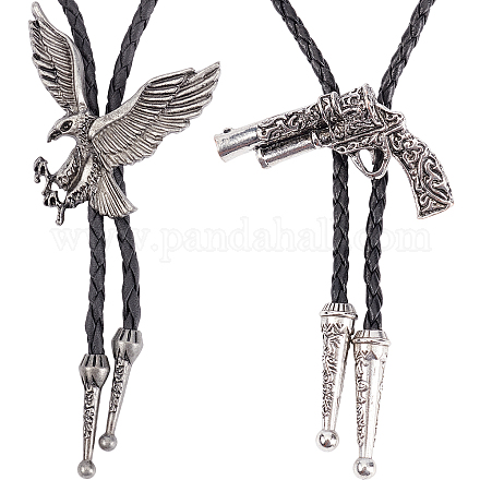 2 Stück Laria-Halsketten im 2-Stil mit Pistolen- und Adlerform für Männer und Frauen NJEW-GF0001-02-1