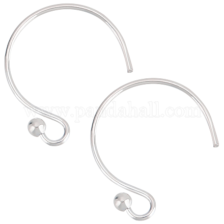 Beebeecraft 5 paires/boîte crochets de boucle d'oreille ronds 925 connecteurs de fil d'oreille à bille en argent sterling 13x11x2mm pour les accessoires de fabrication de bijoux à bricoler soi-même STER-BBC0001-35-1