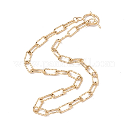 304 strukturierte Büroklammerketten-Halskette aus Edelstahl für Damen NJEW-P263-02G-1