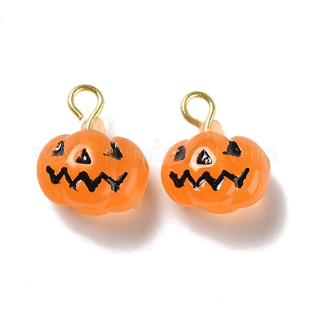 Halloween Pumpkin Opaque Resin Charms RESI-B010-02-1