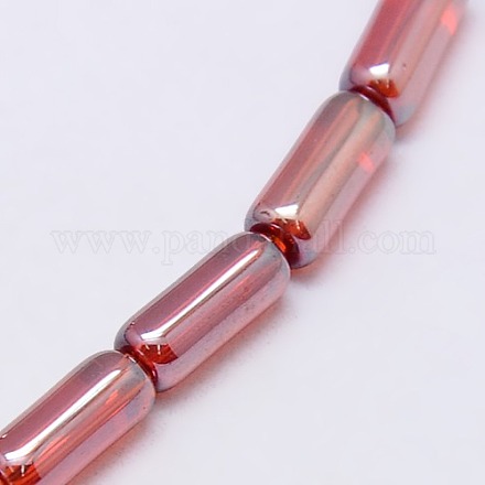Cuentas de columna de vidrio de cristal de brillo nacarado chapado hebras EGLA-F019-B14-1