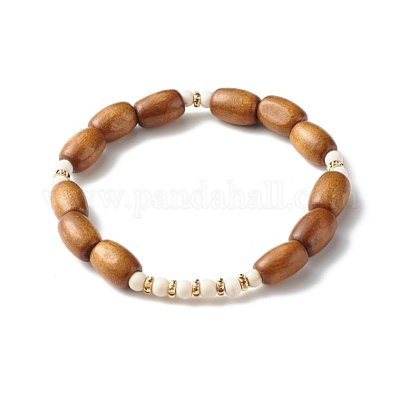 Bracelet de perles en bois d'érable naturel peint à la bombe pour hommes femmes BJEW-JB06782-1