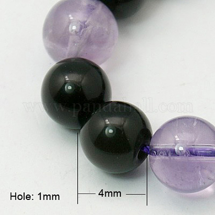 Природные обсидиана и фиолетового нефрита нитей бисера G-G101-4mm-10-1