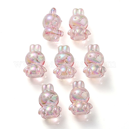 Placage uv perles à bulles acryliques transparentes irisées arc-en-ciel OACR-C007-02A-1
