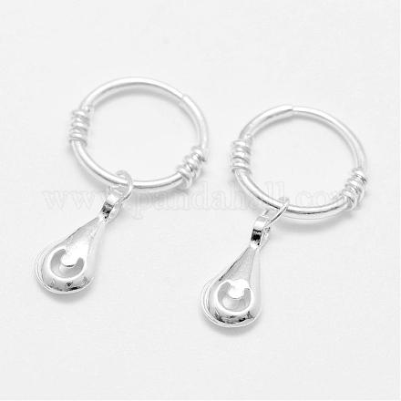 990 Sterling Silver Hoop Earrings EJEW-N0040-28S-1