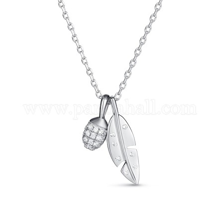 Ожерелья с подвесками из листьев и пигментов из серебра и сосновой шишки 925 из серебра с кубическим цирконием TS-N337-S-1