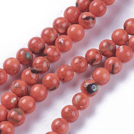 Perles de turquoise synthétique et coquillage assemblées G-F623-01-4mm-1