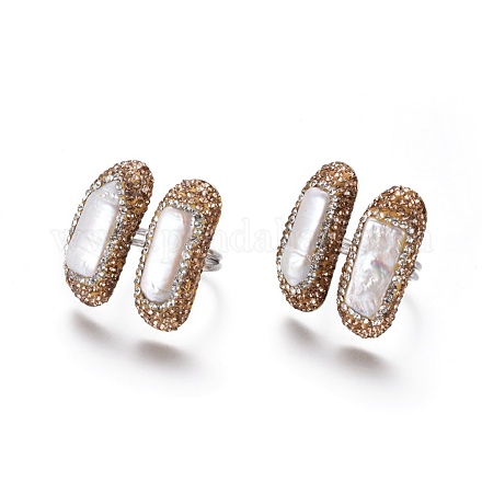 (vendita in fabbrica di feste di gioielli) anelli per dita regolabili con polsini in strass in argilla polimerica RJEW-K229-D01-1