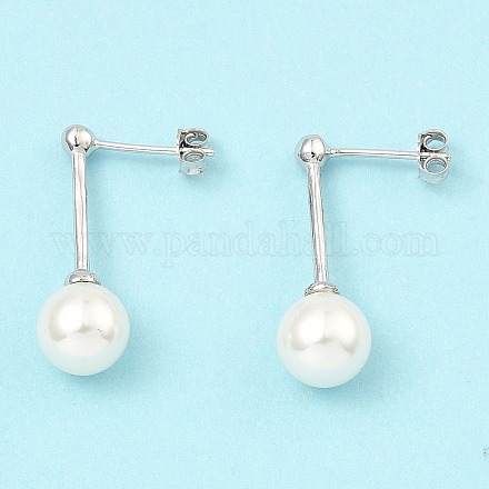Boucles d'oreilles pendantes rondes en perles de coquillage EJEW-Z024-12A-P-1