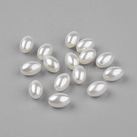 米abs樹脂模造真珠ビーズ  ベージュ  11x7.5mm  穴：1mm X-MACR-G007-1-1