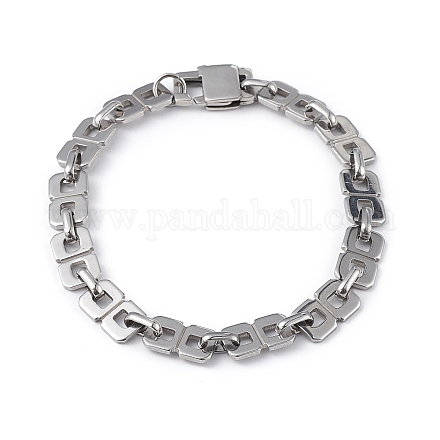 304 bracelet chaîne à maillons ovales et rectangles en acier inoxydable pour homme femme BJEW-G669-24P-1