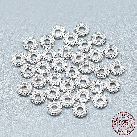 925 Sterling Silver Granulated Spacer Beads STER-T002-73S-1