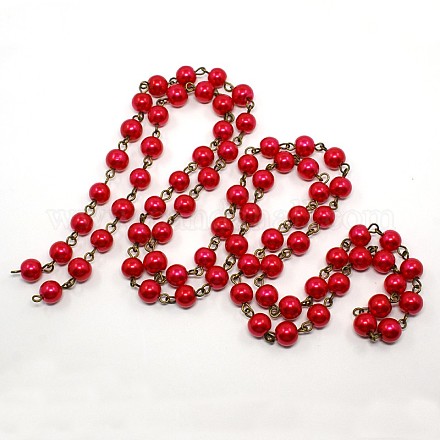 Handmade Glass Pearl Beads Chains AJEW-PH00489-04-1