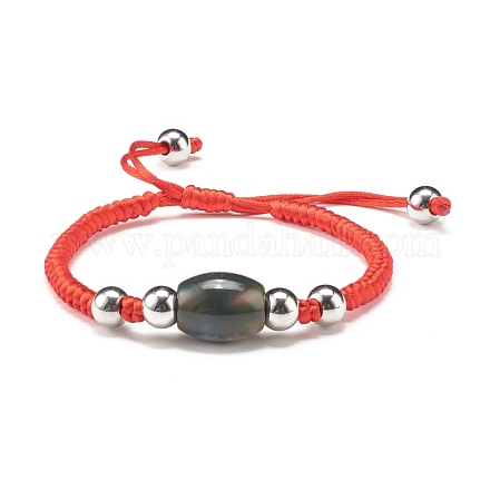 Natural Indian Agate Barrel Beads Cord Bracelet for Her BJEW-JB07045-05-1