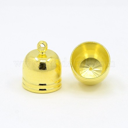 真鍮製コードエンドパーツ  ゴールドカラー  14x12mm  穴：1mm X-KK-D217-14x12-G-1