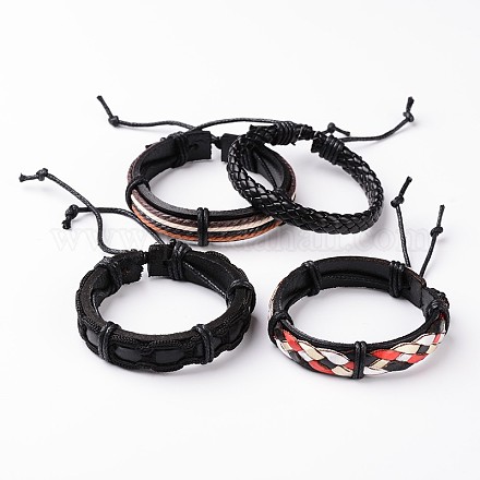 Adjustable Braided Cowhide Cord Bracelets BJEW-F179-M01-1