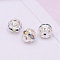 Alloy Rhinestone Beads, Hollow, Crystal AB, Round, Silver, 8x7.5mm, Hole: 1mm, 100pcs/bag