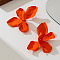 Flower Spray Painted Alloy Stud Earrings, Orange Red, 72x45mm