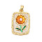 Brass Enamel Pendants, with Imitation Pearls, Rack Plating, Lasting Plated, Cadmium Free & Lead Free, Flower, 24x16x3.5mm, Hole: 3.5x2.5mm