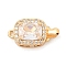 Brass Micro Pave Cubic Zirconia Box Clasps, with Glass, Rectangle, Real 18K Gold Plated, Clear, 18x9x8mm, Hole: 1.2mm