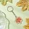 Acrylic Keychains, with Iron Split Key Rings, Leaf, Platinum, 95mm