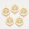 201 Stainless Steel Links connectors, Flat Round with Tree of Life, Golden, 21x16x1mm, Hole: 1.5mm