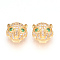 Brass Micro Pave Cubic Zirconia Beads, Leopard, Golden, 11x11x6mm, Hole: 1.5mm