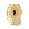 304 Stainless Steel Enamel Pendants, with Rhinestone, Rectangle Charms, Real 18K Gold Plated, PVD Vacuum Plating, Black, 25x18.5x2mm, Hole: 1mm