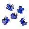 Transparent Lampwork Beads, Handmade Gold Foil Glass Beads, Butterfly, Blue, 17~17.5x19~21x8.5mm, Hole: 1.5mm