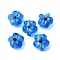 Handmade Silver Foil Glass Lampwork Beads, Flower, Dodger Blue, 14~14.5x14.5~15x8~9mm, Hole: 1.4~1.6mm