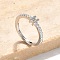 S925 Sterling Silver Adjustable Letter Rings for Women, with Micro Pave Cubic Zirconia, Letter H, 2mm,US Size 5 1/2(16.1mm), Letter: 5x4mm