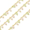 Brass & Glass Link Chain, with Spool, Long-Lasting Plated, Cadmium Free & Lead Free, Soldered, Real 18K Gold Plated, Mixed Color, 3x2x1mm
