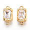 Brass Micro Pave Clear Cubic Zirconia Box Clasps, Rectangle, Real 18K Gold Plated, 15.5x7.5x6.5~7.5mm